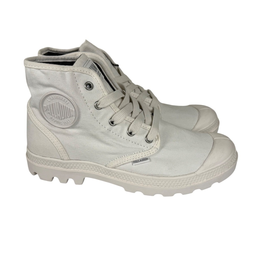 Palladium Pampa Hi Womens White Canvas High Top Lace Up Boots Size 9 92352-116-M